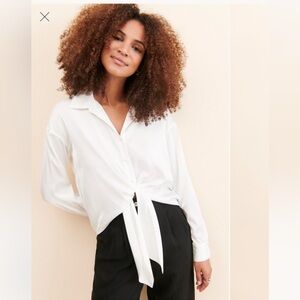 Hutch white satin tie top 2X